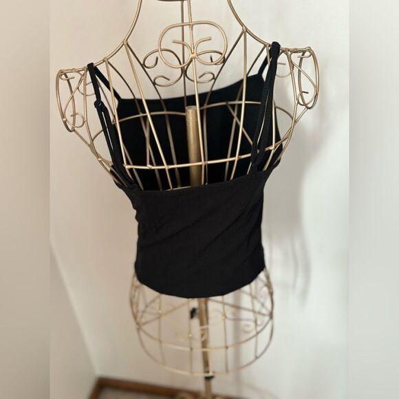 American Eagle black ribbed spaghetti strap cropped tank size S - Picture 9 of 9